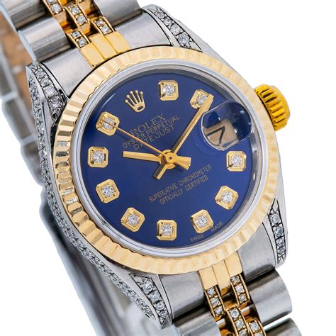 rolex lady datejust blue diamond dial|Rolex lady Datejust 28 price.